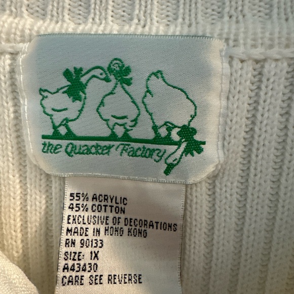 Quacker Factory Cream Ribbed Diamond Zipper Zip-Up Sweater - Picture 3 of 7